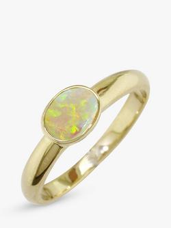 E.W Adams 9ct Gold Rub Over Oval Ring, N, Opal