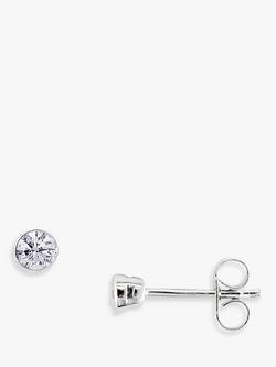 E.W Adams 18ct White Gold Round Diamond Stud Earrings, 0.21ct, Silver