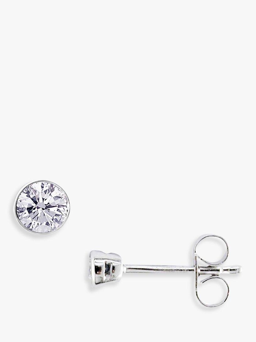 Product image 1 of 3, which shows E.W Adams 18ct White Gold Round Diamond Stud Earrings, 0.40ct