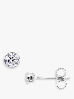 E.W Adams 18ct White Gold Round Diamond Stud Earrings, 0.40ct, Silver