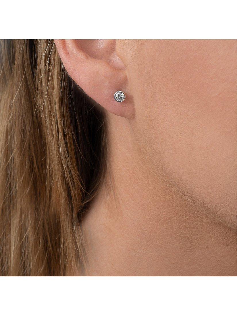 Product image 3 of 3, which shows E.W Adams 18ct White Gold Round Diamond Stud Earrings, 0.40ct
