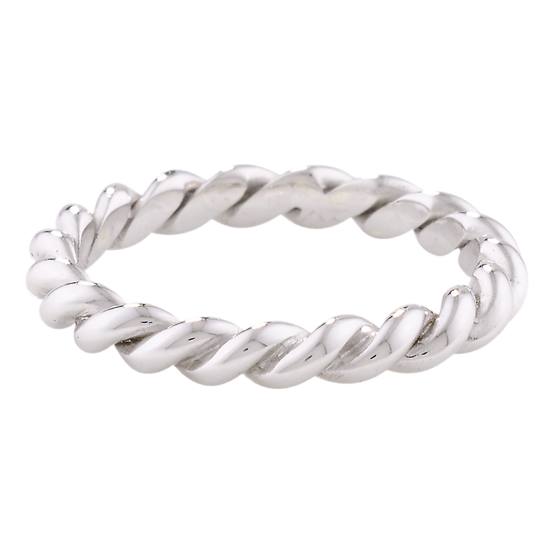 Product image 1 of 3, which shows London Road 9ct Gold Stacking Rope Ring, N, White Gold