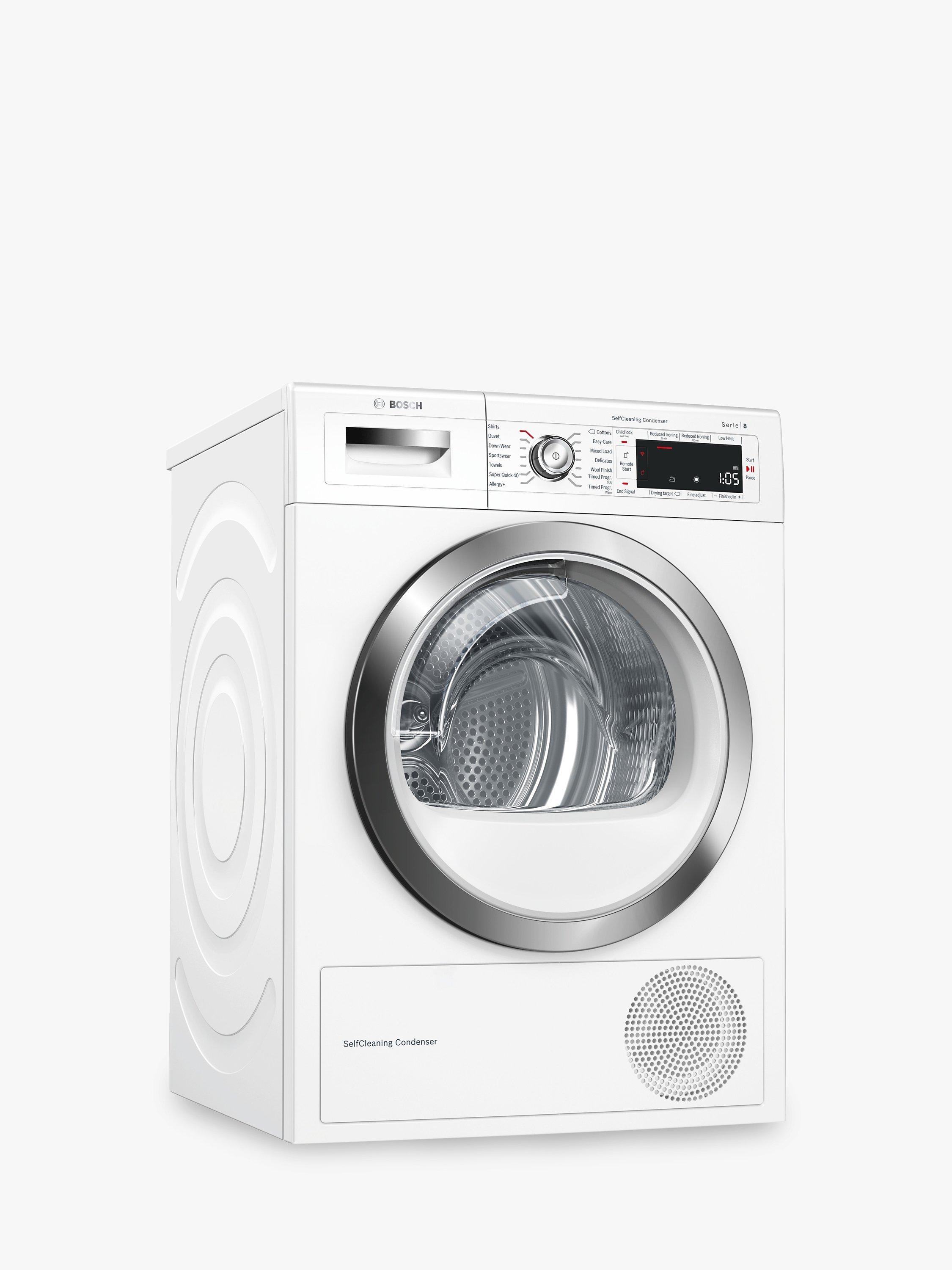 Bosch WTWH7561GB Condenser Tumble Dryer with Heat Pump, 9kg Load, A++ Energy Rating, White