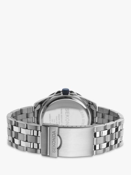 Sekonda 1391.27 Men's Chronograph Bracelet Strap Watch, Silver/Blue - view 2, Silver/Blue