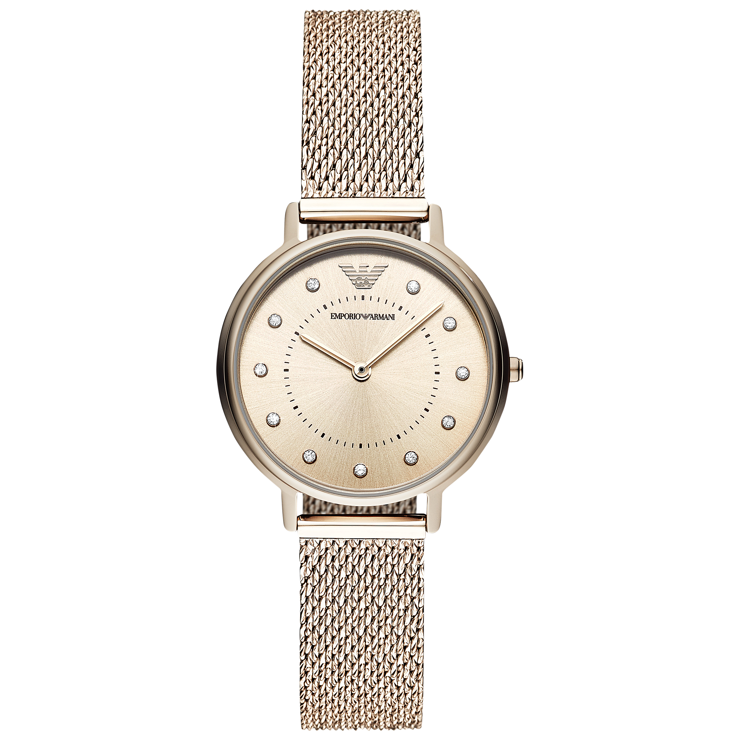 Emporio Armani Women's Crystal Mesh Bracelet Strap Watch, Rose Gold AR11129