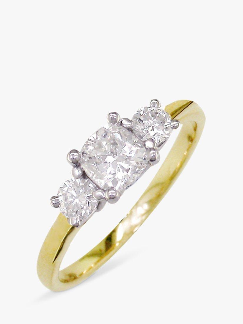 Product image 1 of 3, which shows E.W Adams 18ct Yellow Gold and 0.48ct Platinum 3 Diamond Ring, N