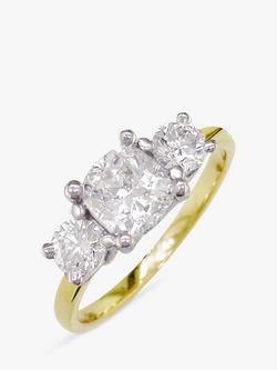 E.W Adams 18ct Yellow Gold and 0.75ct Platinum 3 Diamond Engagement Ring, N, Gold/Silver