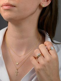 E.W Adams 18ct Yellow Gold and 0.75ct Platinum 3 Diamond Engagement Ring, N - view 2, Gold/Silver