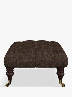 Tetrad Skittle Button Detail Footstool, Peat Herringbone