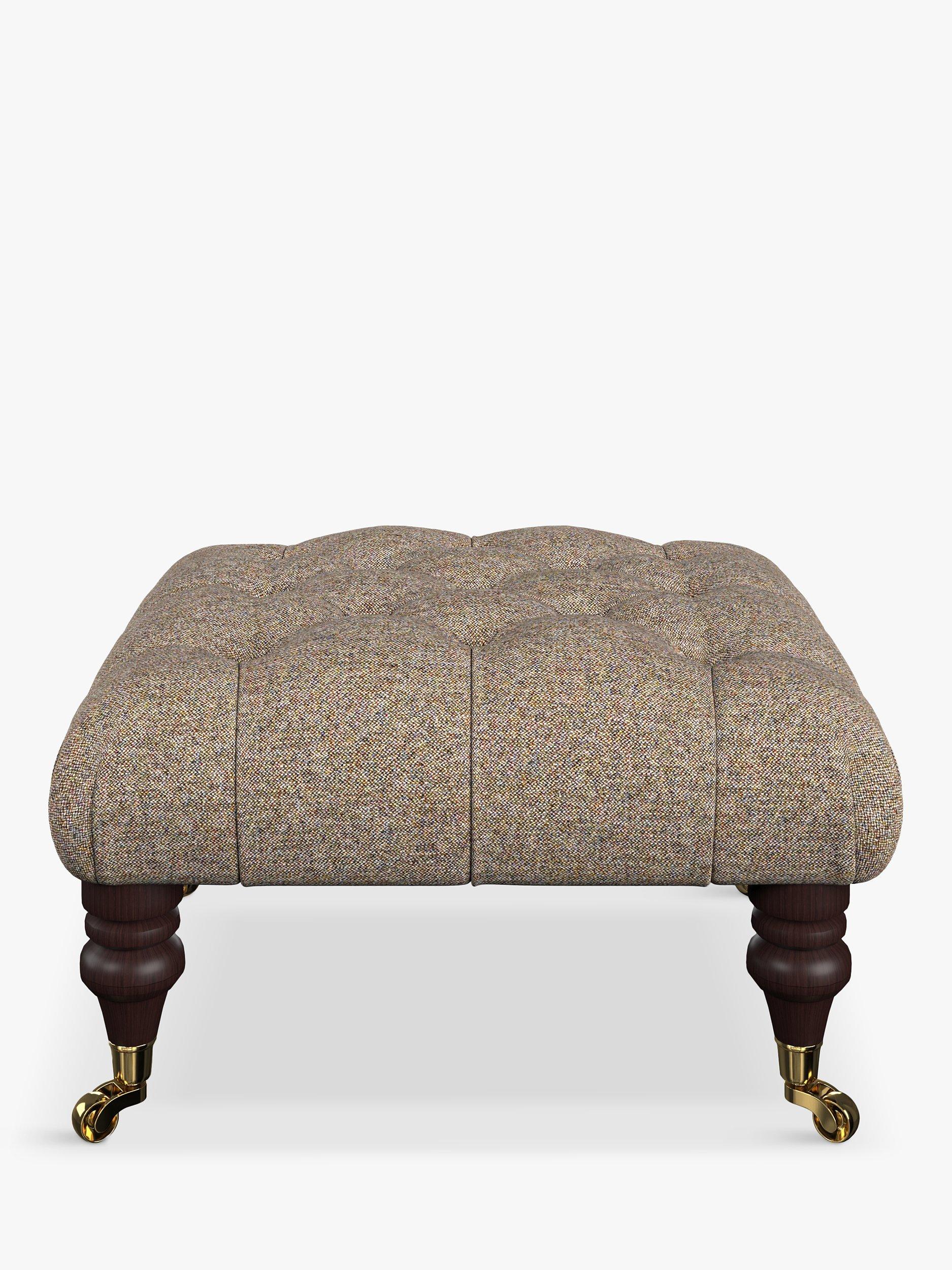 Skittle Range, Tetrad Skittle Button Detail Footstool, Harris Tweed Heather