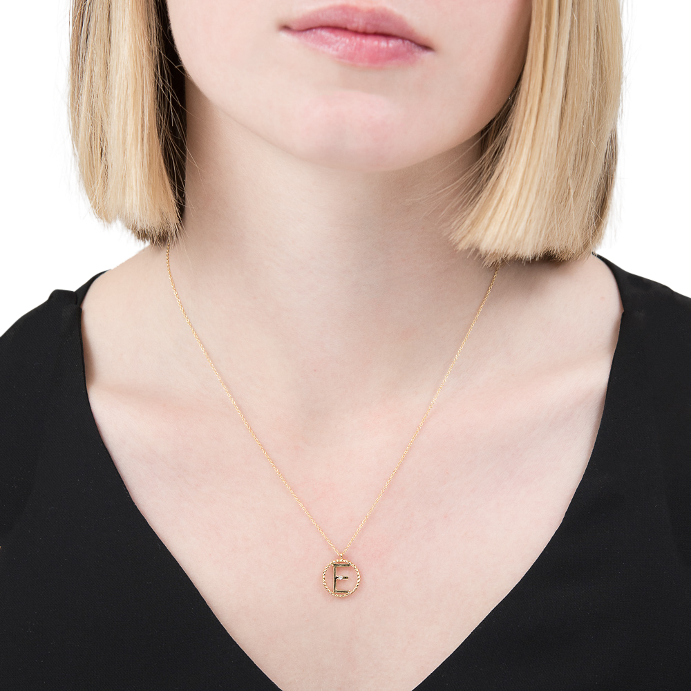 Product image 2 of 3, which shows London Road 9ct Gold Diamond Initial Pendant Necklace, E