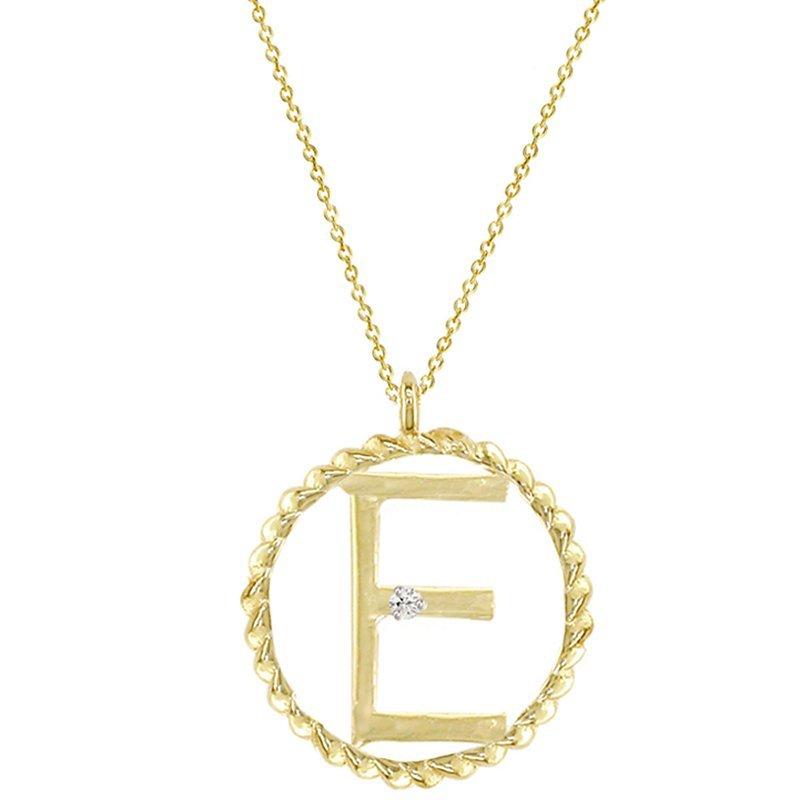 Product image 1 of 3, which shows London Road 9ct Gold Diamond Initial Pendant Necklace, E