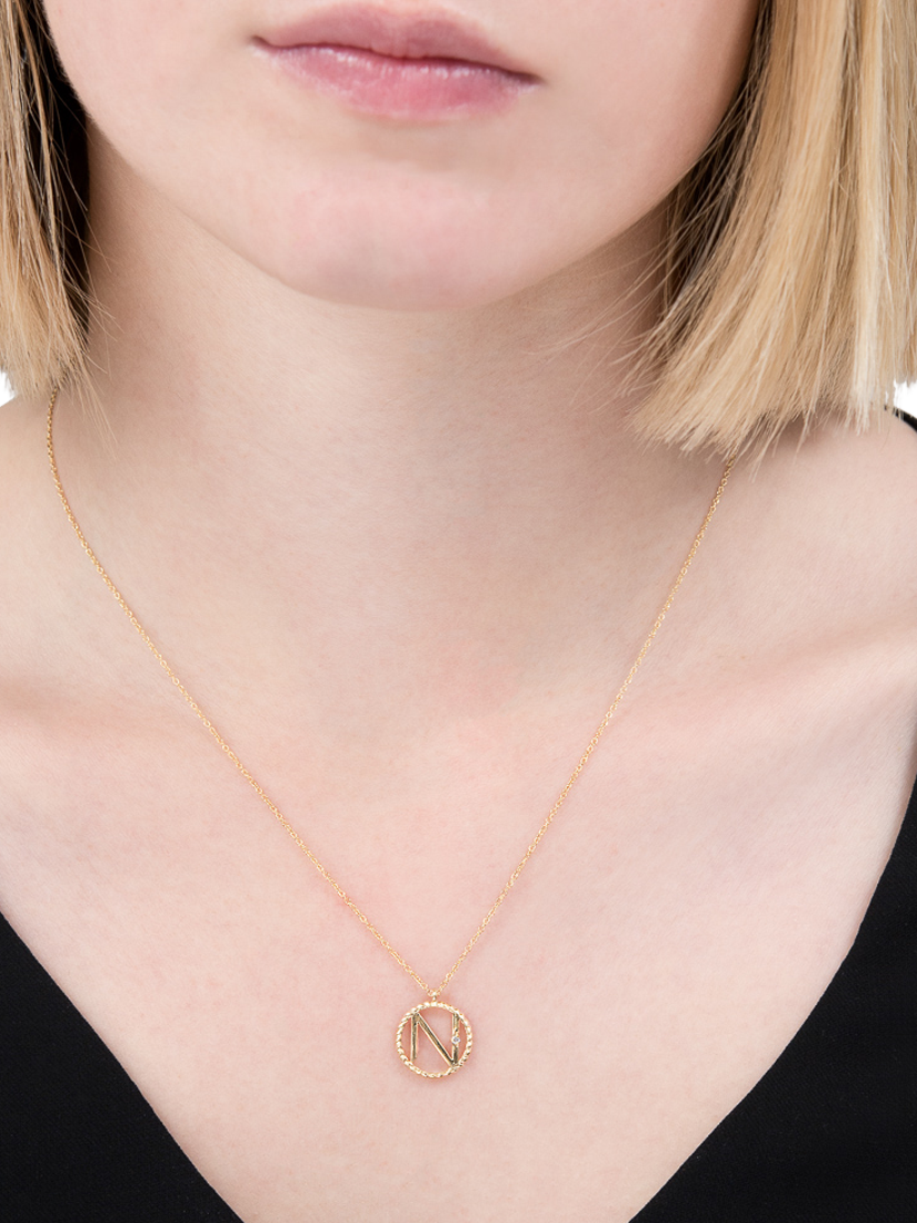 Product image 2 of 3, which shows London Road 9ct Gold Diamond Initial Pendant Necklace, N