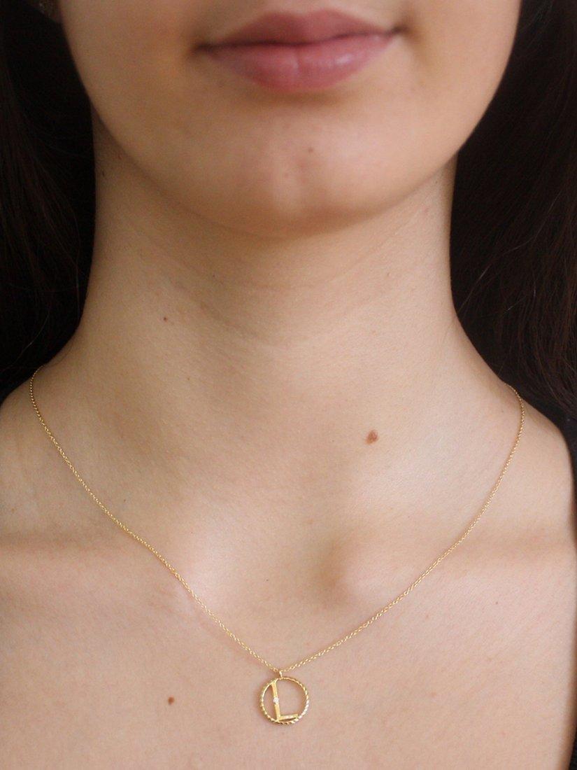 Product image 2 of 3, which shows London Road 9ct Gold Diamond Initial Pendant Necklace, L