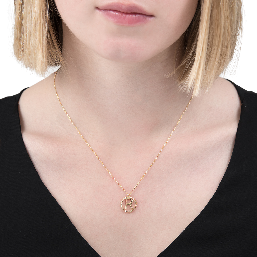 Product image 2 of 3, which shows London Road 9ct Gold Diamond Initial Pendant Necklace, R