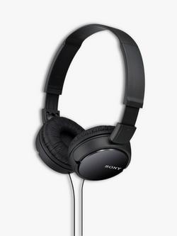 Sony MDR-ZX110AP On-Ear Headphones with Mic/Remote, Black, Black