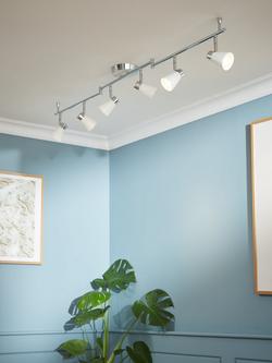 John Lewis Logan GU10 LED 6 Spotlight Ceiling Bar - view 2, White