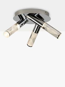 John Lewis Oslo LED 3 Arm Bathroom Ceiling Plate, Chrome, Chrome
