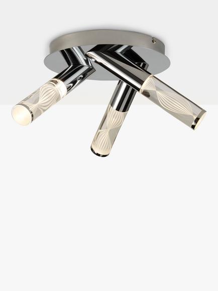 John Lewis Oslo LED 3 Arm Bathroom Ceiling Plate, Chrome, Chrome