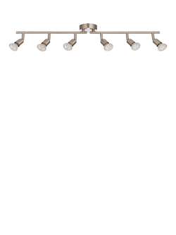 John Lewis Keely 6 Spotlight Ceiling Bar, Brushed Steel, Brushed Steel