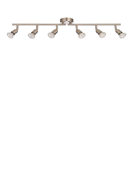 John Lewis Keely 6 Spotlight Ceiling Bar, Brushed Steel, Brushed Steel