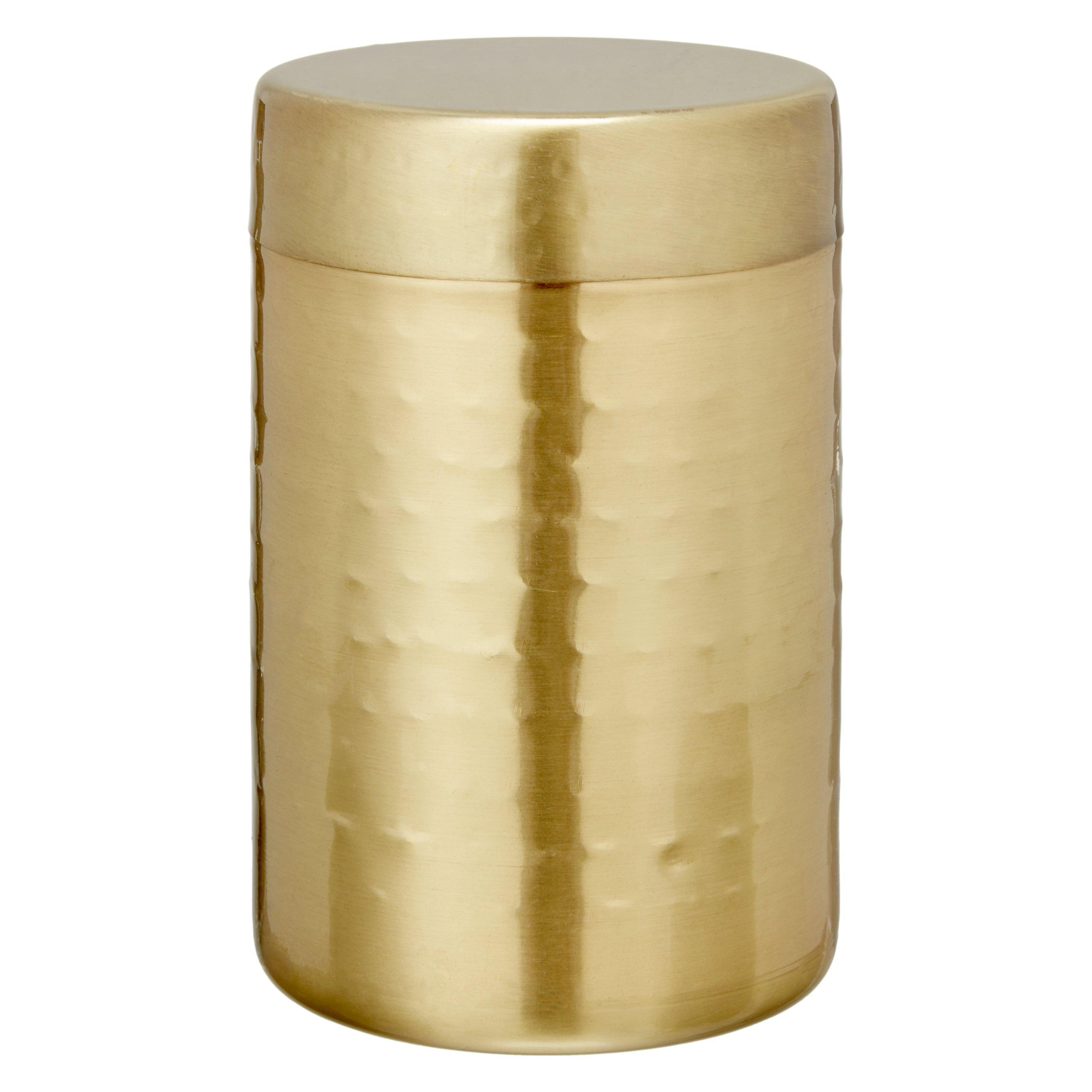 John Lewis & Partners Hammered Stainless Steel Canister, Gold, Small