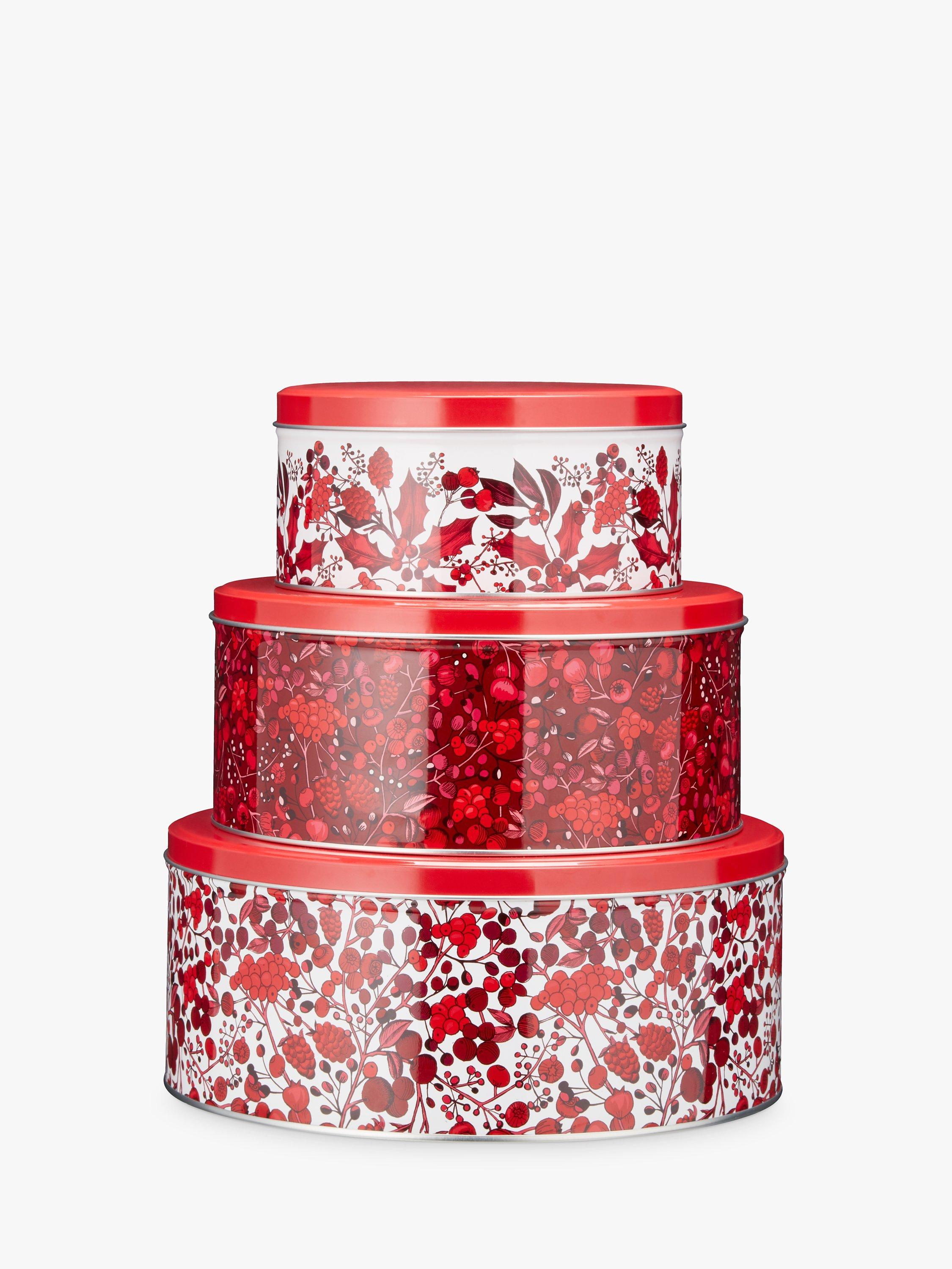 John Lewis & Partners Ruby Cake Piece Of Cake Tin Set, Set of 3