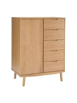 John Lewis Bow 5 Drawer Low Wardrobe, Natural, Natural Natural