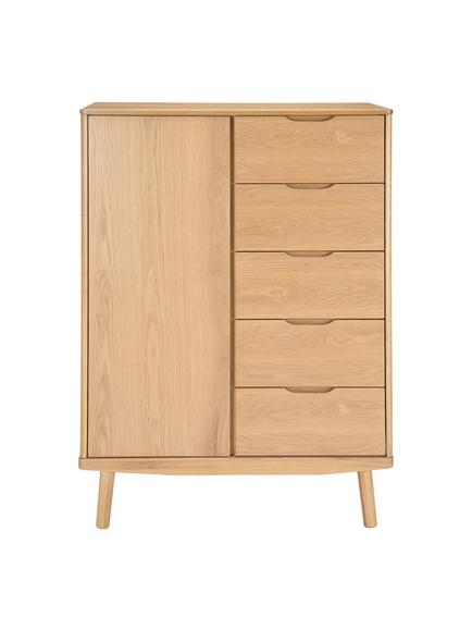 John Lewis Bow 5 Drawer Low Wardrobe, Natural - view 2, Natural Natural