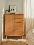 John Lewis Bow 5 Drawer Low Wardrobe, Oak