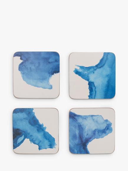 Rick Stein Cork-Backed Coves of Cornwall Coasters, Set of 4, Blue/White, Blue/White