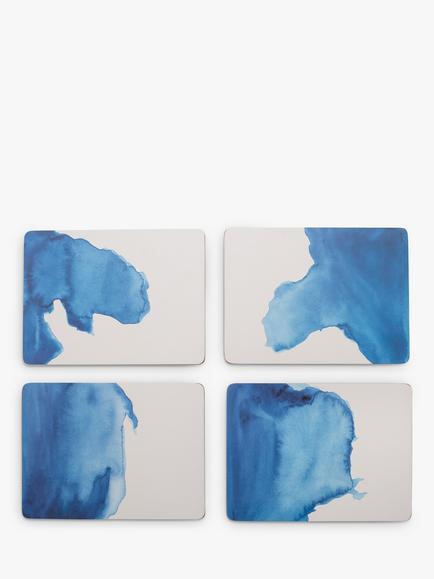 Rick Stein Cork-Backed Coves of Cornwall Placemats, Set of 4, Blue/White, Blue/White