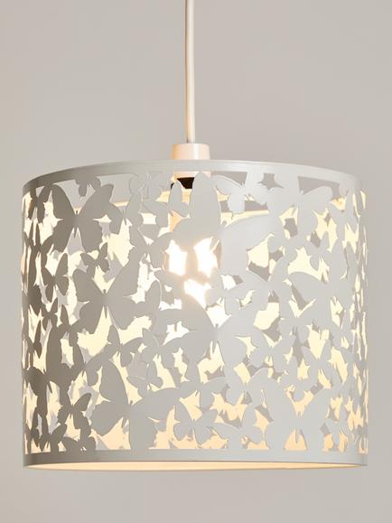 John Lewis Butterflies Easy-to-Fit Ceiling Shade, White, White