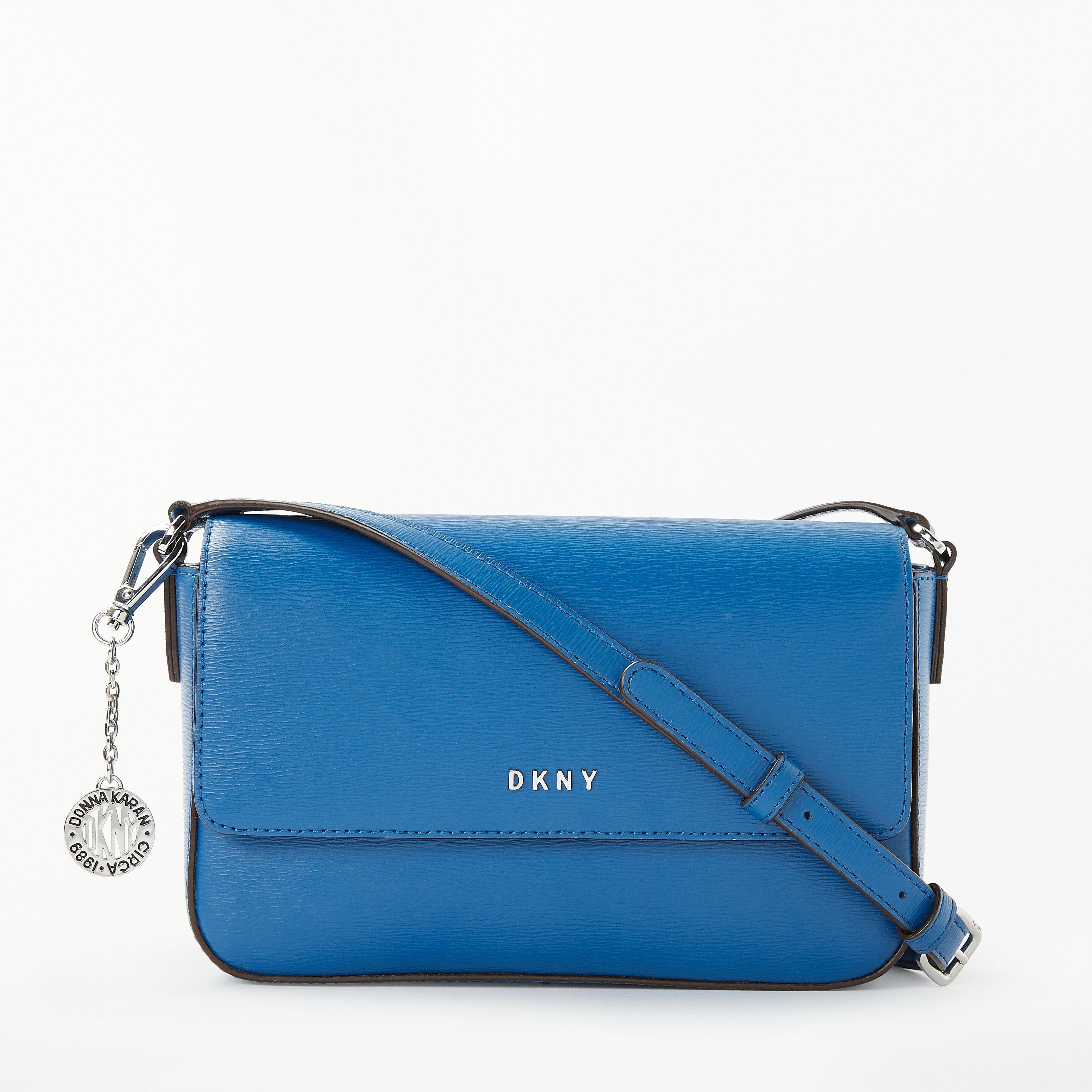 DKNY Bryant Saffiano Leather Small Flap Cross Body Bag, Summer Blue