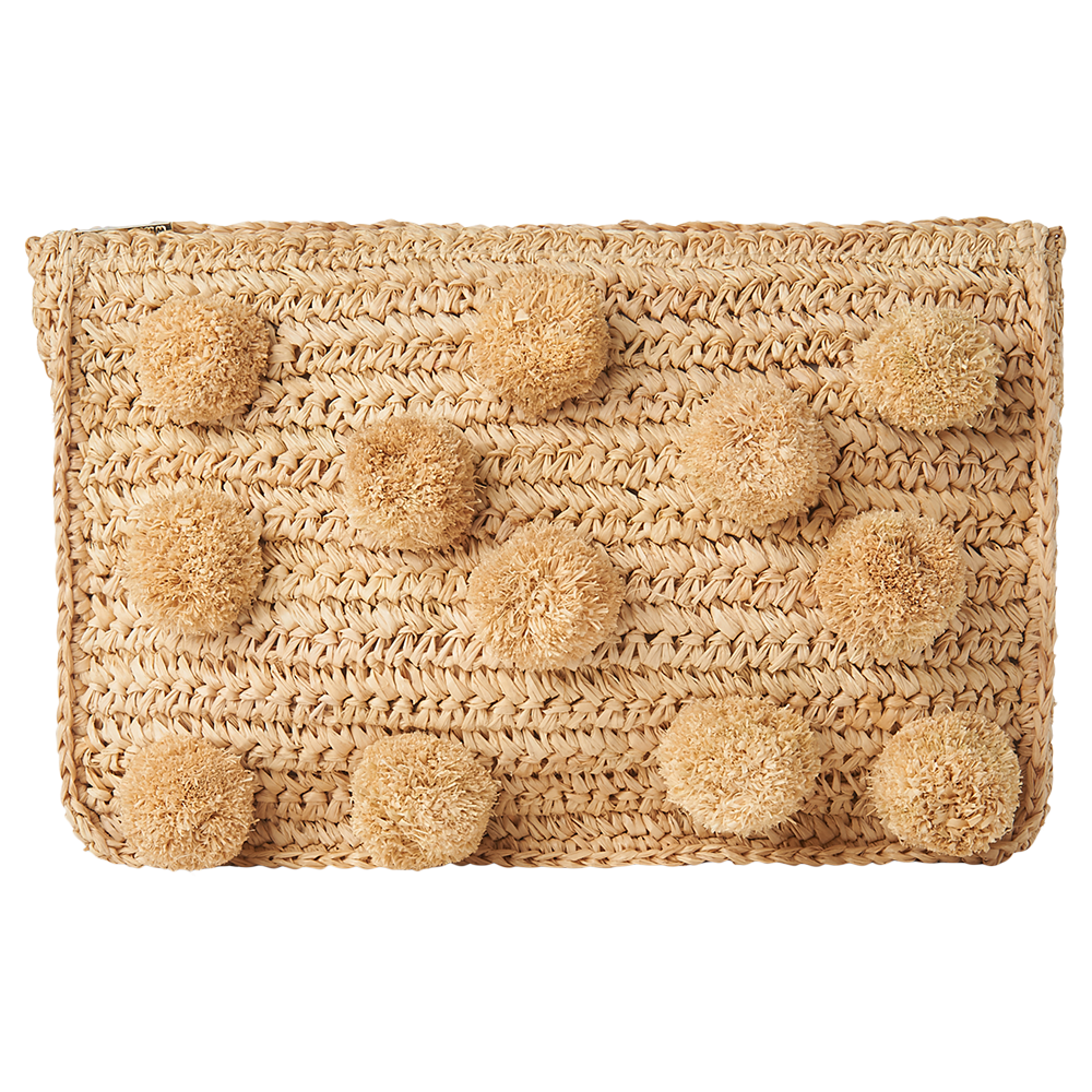 Whistles Pom Pom Clutch Bag, Neutral