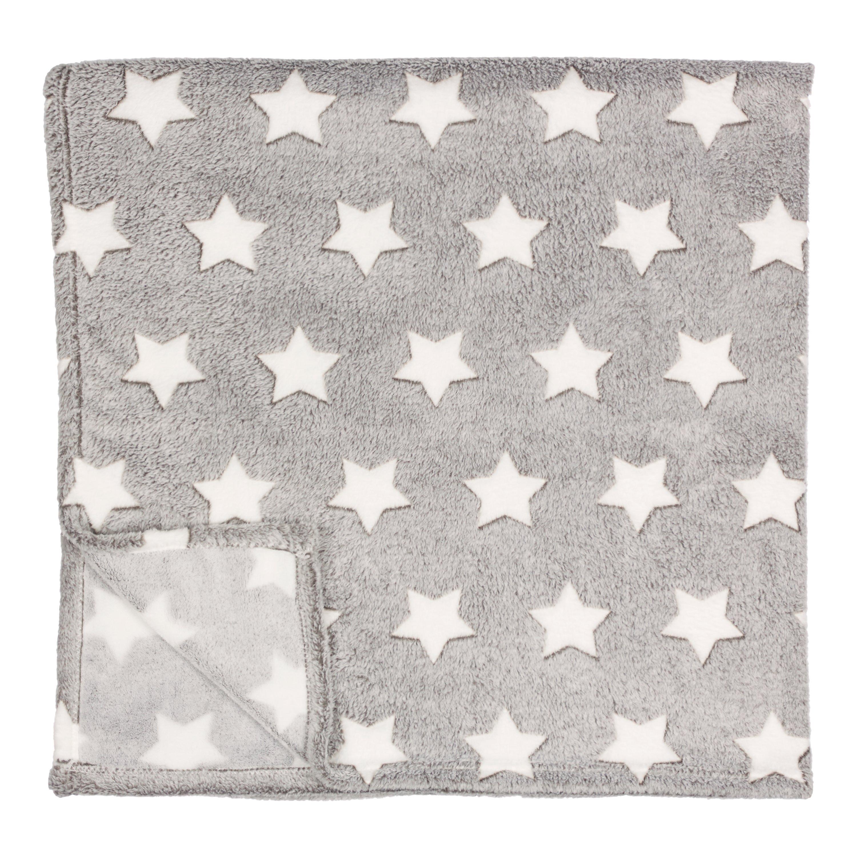 John Lewis Star Fleece Throw Grey