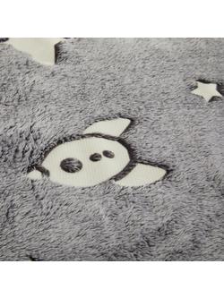 John Lewis Space Glow In The Dark Fleece Throw, Grey - view 2, Grey