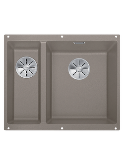 BLANCO Subline 340/160-U Undermounted 1.5 Bowl Composite Granite Kitchen Sink with Right Hand Bowl, Tartufo