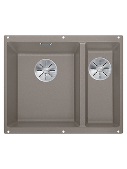 BLANCO Subline 340/160-U Undermounted 1.5 Bowl Composite Granite Kitchen Sink with Left Hand Bowl, Tartufo