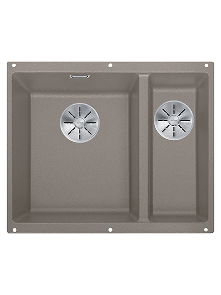 BLANCO Subline 340/160-U Undermounted 1.5 Bowl Composite Granite Kitchen Sink with Left Hand Bowl, Tartufo
