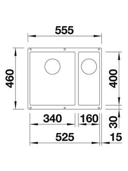 BLANCO Subline 340/160-U Undermounted 1.5 Bowl Composite Granite Kitchen Sink with Left Hand Bowl - view 2, Tartufo