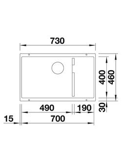 BLANCO Subline 700 1.5 Bowl Undermounted Composite Granite Kitchen Sink with Left Hand Bowl - view 2, Tartufo