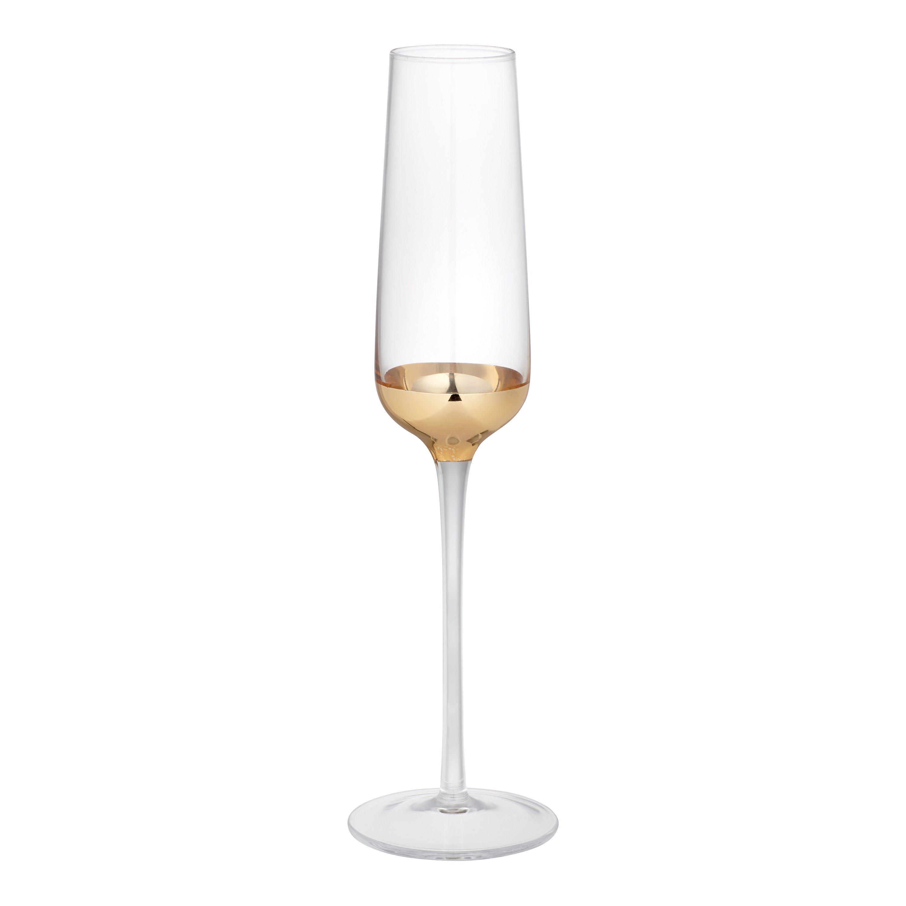 John Lewis & Partners Gold Dipped Champagne Flute, 180ml, Gold/Clear