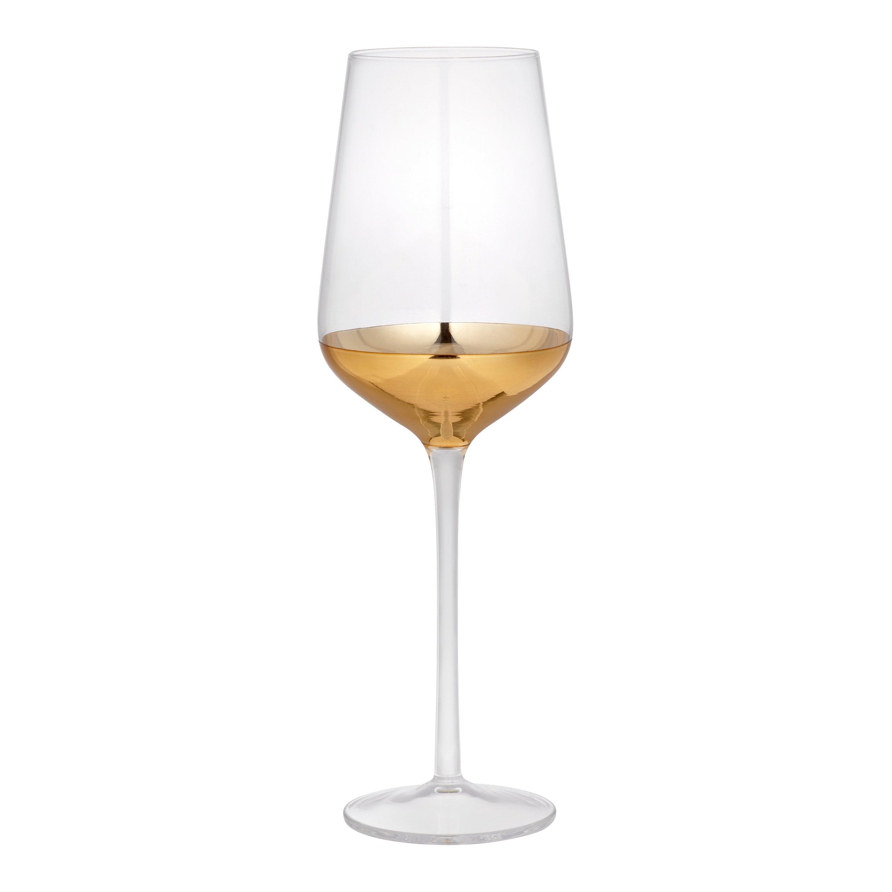 John Lewis & Partners Gold Dipped Wine Glass, 520ml, Gold/Clear