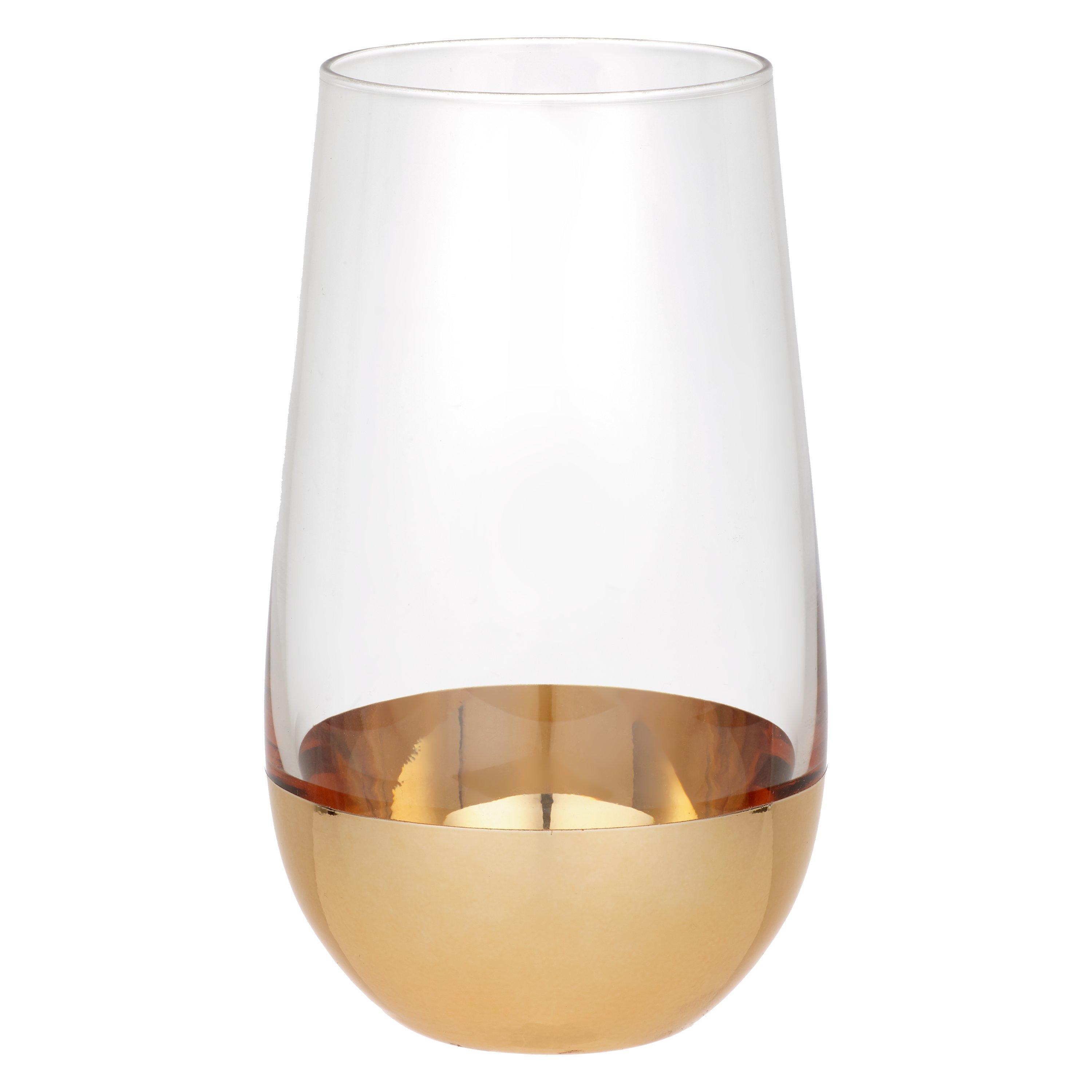 John Lewis & Partners Gold Dipped Highball Glass, 570ml, Gold/Clear