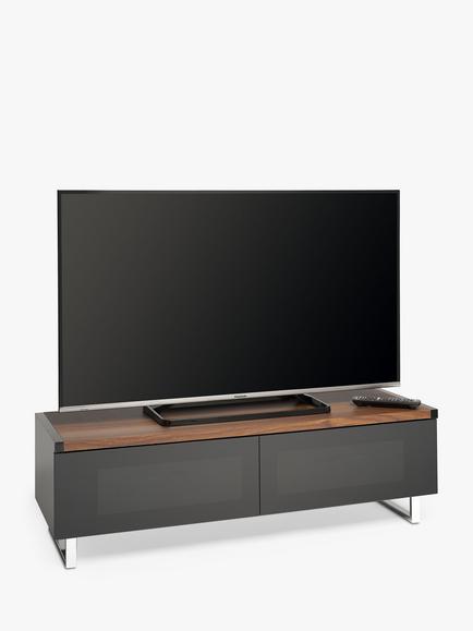 AVF Panorama PM120 TV Stand for TVs up to 60", Black, with Reversible Top - view 2, Walnut/Black