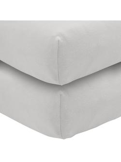 John Lewis GOTS Organic Cotton Fitted Cot Sheet, Pack of 2, 60 x 120, Grey, Grey