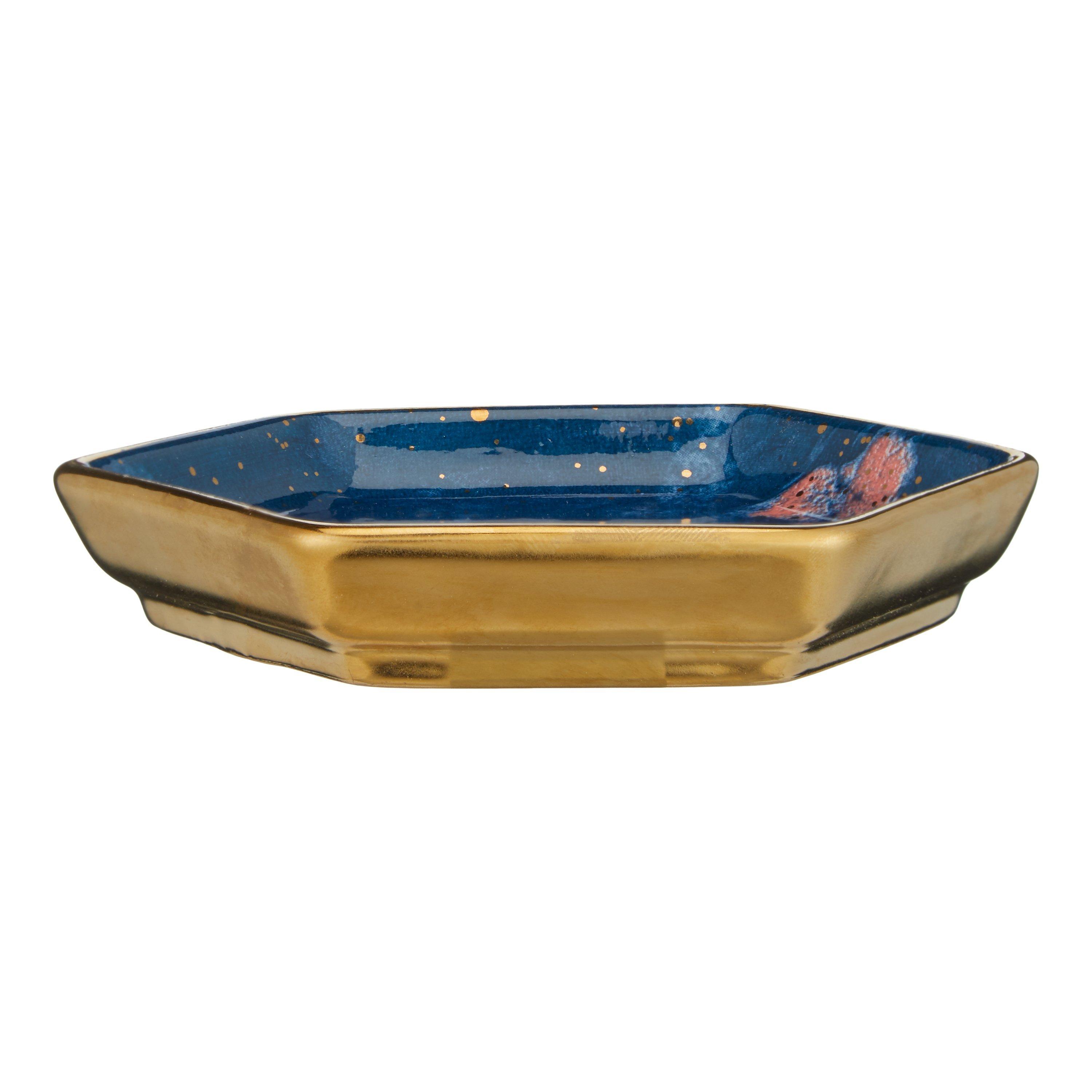 John Lewis & Partners Amaris Patterned Trinket Dish, Gold/Multi