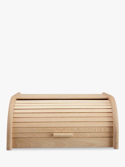John Lewis Classic Wood Roll Top Bread Bin, W40cm, Natural