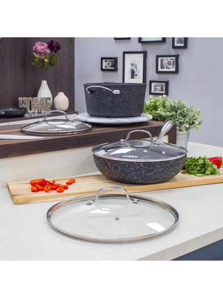 Eaziglide Glass Saucepan / Casserole Pan Lid, 28cm, Clear - view 2, Clear